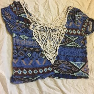 L blue crop top
